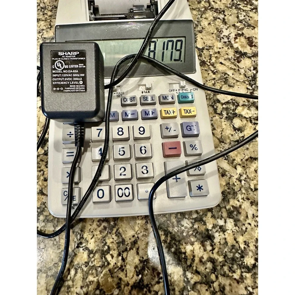 Sharp EL1750V Printing Calculator Works With Electrical‎ Plug Cord